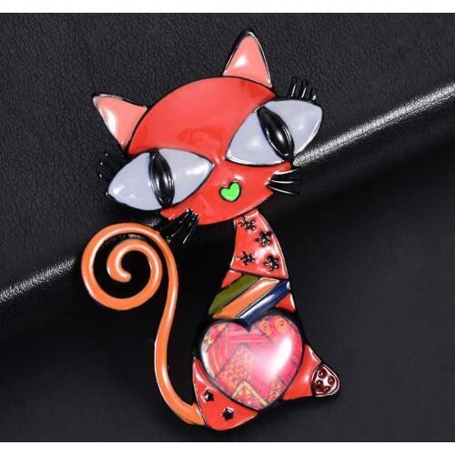 2019 New Design Cartoon Oxeye Cat Brooches Pins Accessories Man Womens Kids Fashion Animal Jewelry Brooch and Pin for Dress Hot
