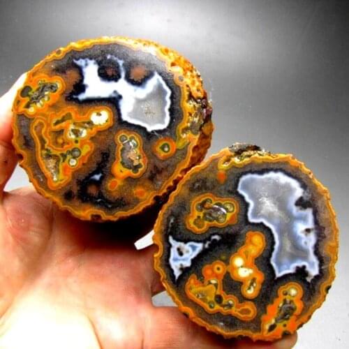 491g/80mm Pair of Unpolished Achat Agate Thunderegg Half Geode - crystals and stones healing Mineral specimen Home Decor L0244