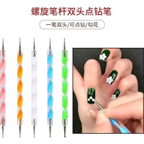 5 PCS Nail Art Dotting Pens Nail Dotting Tool 2 Ways Drill Point Nail Tools Dot Marbleizing Painting Drawing Polish Nail Tools