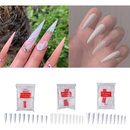 600 PCS Stiletto Nails French False Nails Tips Artificial Fake Nails Art Acrylic Manicure