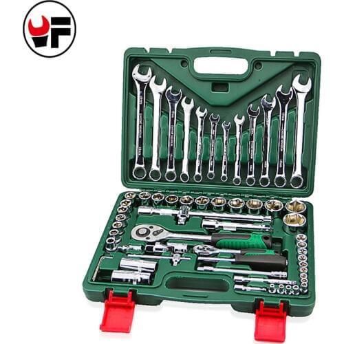 61pcs torque socket wrench set with ratchet spanners1/4 hand tools for car kit auto repair tool a set of key DN104