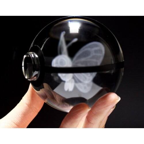 8cm Laser Engraving Crystal Ball Mini Animation Figure Model for Kids Christmas Birthday Gifts Home Decoration