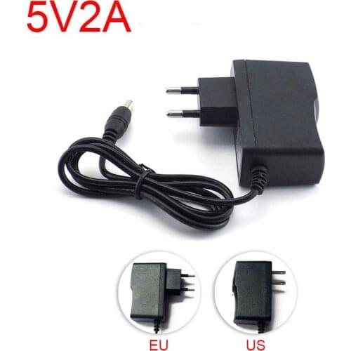 5V 2A 2000mA AC DC Power Adapter Supply EU Plug 100V 240V Converter wall charger 5.5mm x 2.1mm for LED Strip Light CCTV Camera