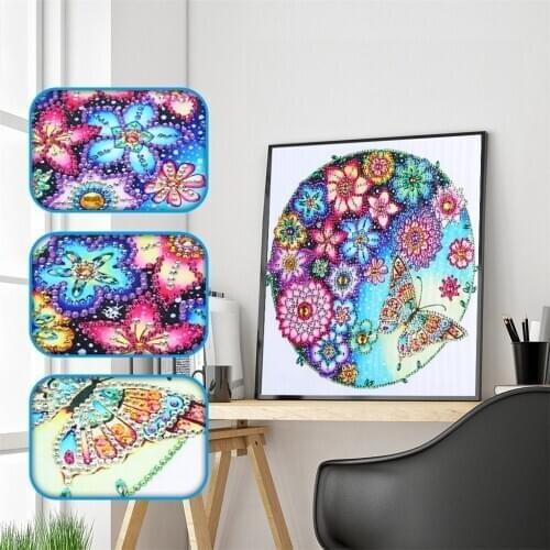 Diamond embroidery circle diamond special Alien cartoon painting butterfly flower rhinestone crystal painting home decoration