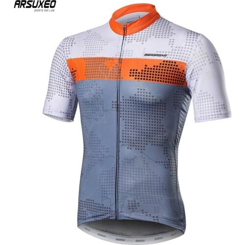 ARSUXEO Men Cycling Jersey MTB Bike Shirt Jersey Pro Team Downhill Mountain Bicycle Clothing Tricota Maillot Breathable