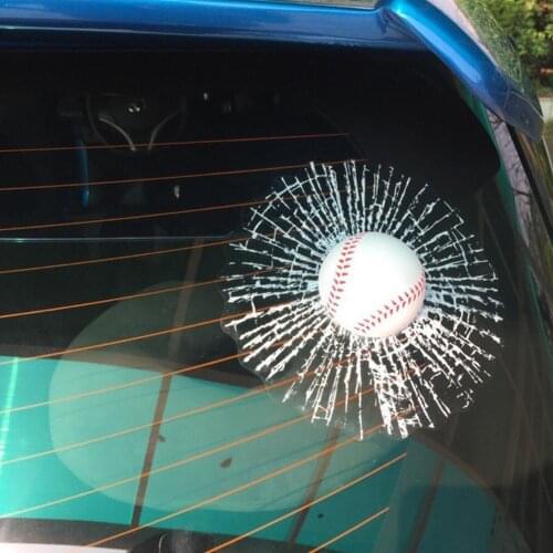 Car Styling Baseball Football Tennis Stereo Broken Car Glass Decal 3D Window Self Car Hits Stickers Sticker Adhesive Ball G3Y8