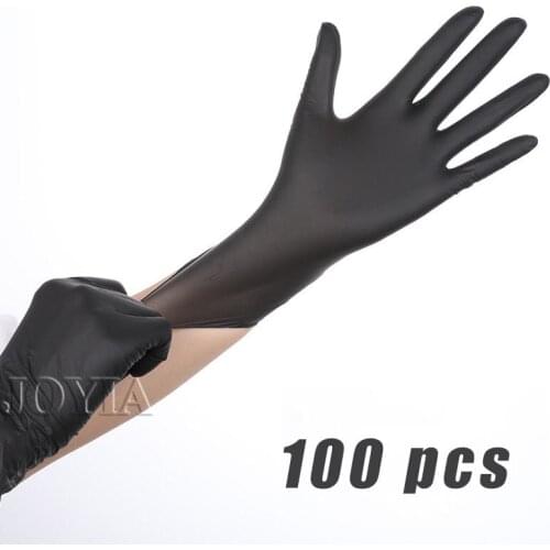 Black Disposable Nitrile Gloves 100 PCS/Pack Latex Free Small Medium Large XL Home Food Work Safe PVC Blend Hand Elastic Gloves