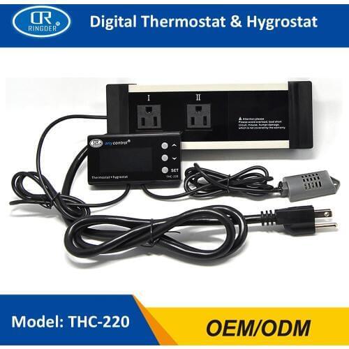 RINGDER THC-220 Digital Temperature Humidity Controller Regulator Hygrothermostat Thermo-hygrostat Greenhouse Reptile Terrarium