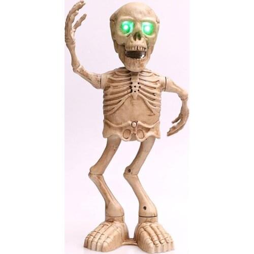 Halloween Electric Skeleton Ghost with Glowing Eyes and Creepy Screams Battery Powered Sing and Dancing Skeleton for Halloween