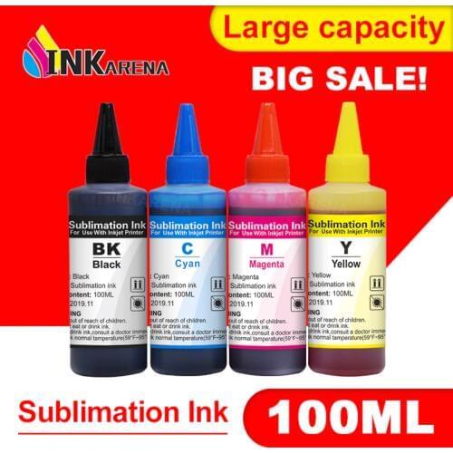 INKARENA Universal 4×100ml Heat Press Sublimation Ink Compatible For Epson Printer Heat Transfer Ink Bottle Refill Kits