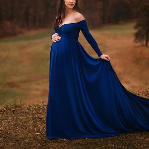 Royal Blue Maternity Dress A Line Maternity Gown for Photoshoot Boudoir Lingerie Robe Bathrobe Nightwear Babydoll Pregant Wear