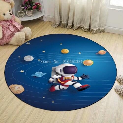 Astronaut Dinosaur Round Rug Anti-Slip Ball Carpet Football Children Bedroom Living Room Mat Computer Chair Pad New Polyester