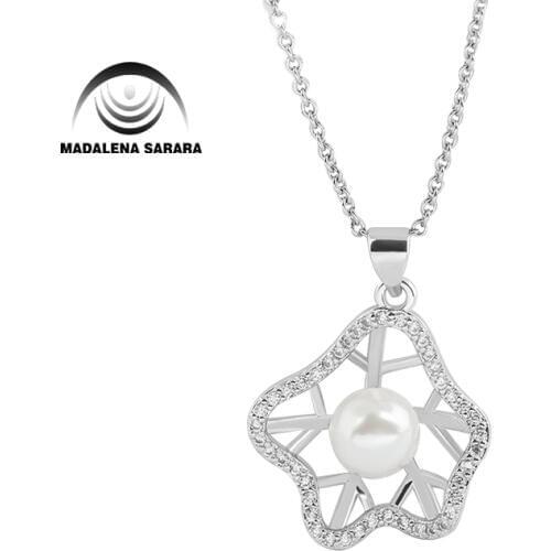 MADALENA SARARA AAA 8mm Freshwater Pearl S925 Plated pendant chain Necklace Flower Style Two Colors Options
