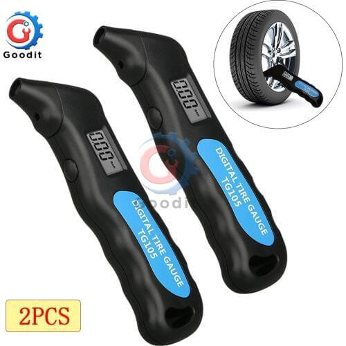 2Pcs TG105 Digital Car Tire Tyre Air Pressure Gauge Meter LCD Display Manometer Barometers for Car Truck Motorcycle Bike Test