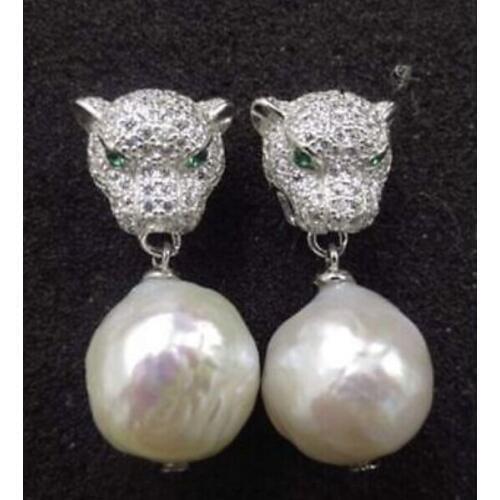 Fashion 12-13mm natural south sea white pearl earrings