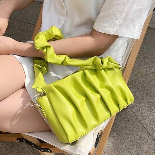 Soft Small PU Leather Folds Crossbody Bags Female 2021 Summer Simple Casual Trend Luxury Fashion Shoulder Handbag and Purses