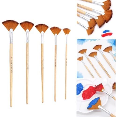 5 Pcs / Set Fan Artist Watercolor Brushes Fabric Beginners Painting Set