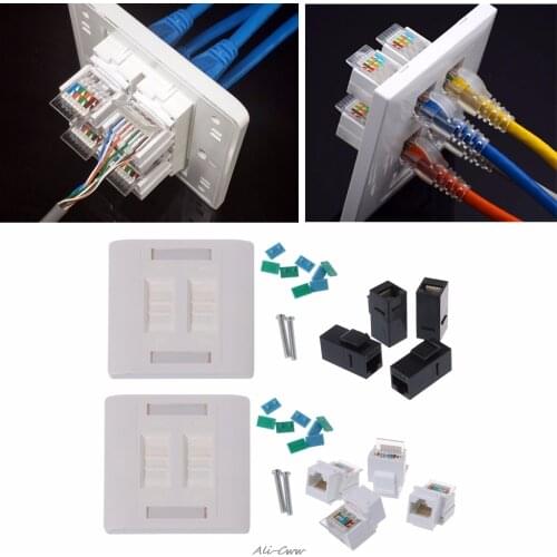 Wall Plate 4 Ports CAT5e/CAT6 RJ45 Jack Network Socket 86mm Standard Wall Plate high Quality