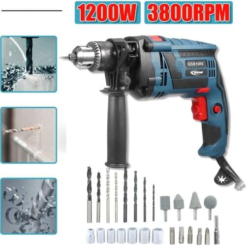 New GSB16RE 220V Multifunctional Impact Drill Electric 360 Rotary Hammer Drill Screwdriver Home Power Tools with Accessories