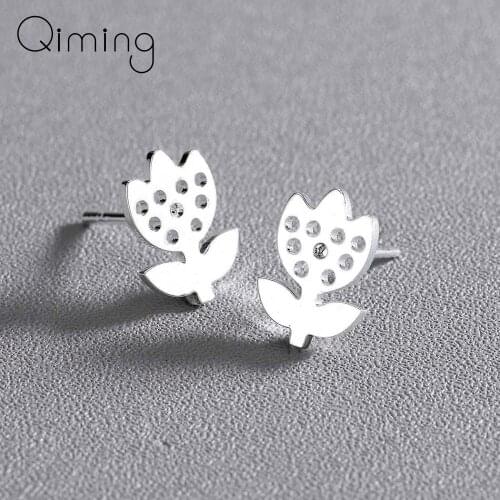 New Poetic Tiny Flower Earrings For Women Girls Floral Statement Jewelry Cute Gold Silver Stud Earrings Party Gift