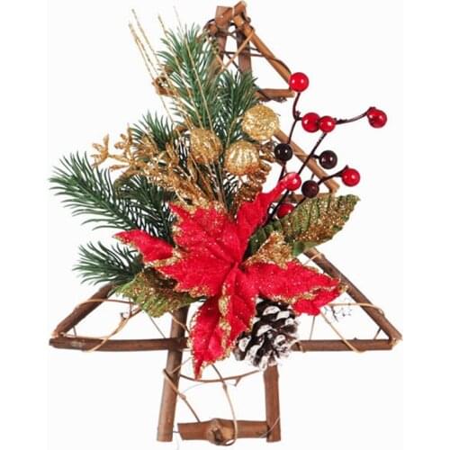 New Christmas Wreath Decoration - 12X10 Inch Pinecone Wreath with Christmas Tree Shape Wreath for Front Door Home Wall Decor