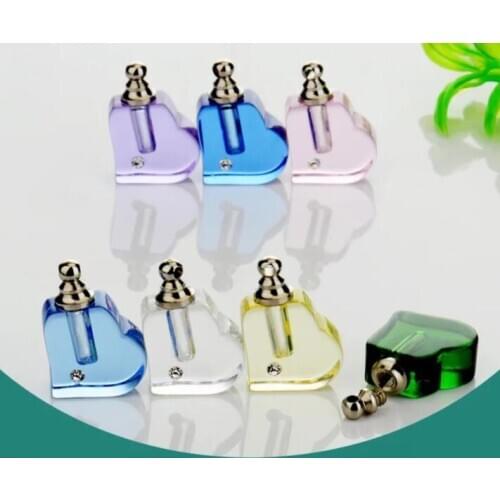 Wholesale Crystal vial pendant Mini Perfume oil bottle diy necklace name on rice art Essential oil jewelry lanugo bottles Gift