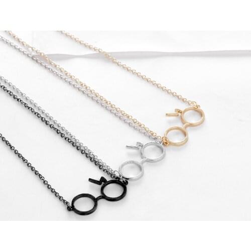 Vintage Glasses Pendant Necklace Fashion Metal Plated Alloy Chain Necklace For Women&Men Wholesale 24pcs/lot