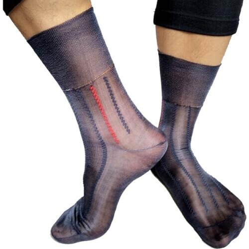 PEAJOA Brand Mens Formal Nylon silks socks Classical style Sexy Male Sheer softy Socks Comfortable Thin see through Socks Man