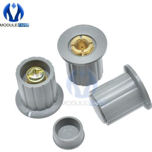 5PCS Gray Potentiometer Rotary Knob WXD3-13 WXD3-12 1W 2W Adjustable Wirewound Potentiometer Cap 3590S Insert 4mm Plastic Metal
