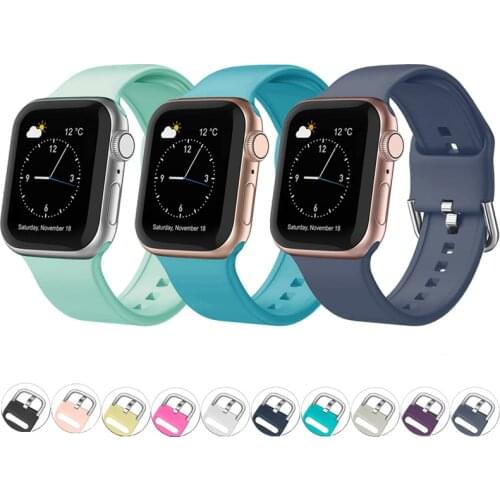 Silicone Strap For Apple Watch band 44mm 40mm 38mm 42 mm Rubber smartwatch bracelet iWatch series se 6 5 4 3 2 women men correa