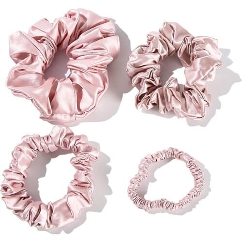 100 Silk Scrunchie Ponytail Holder 22 Momme Mulberry Silk Headwear Girls Hair Care Accessories Women Headbands