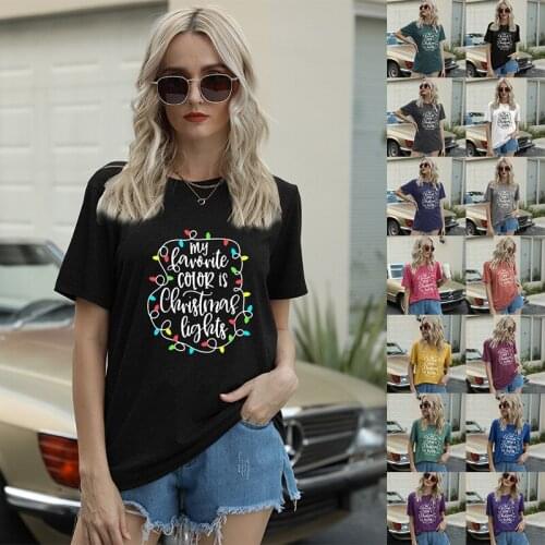 Christmas Halloween Flavor T-shirt Design Interesting Christmas Print Top T-shirt Round Neck Casual Short Sleeve