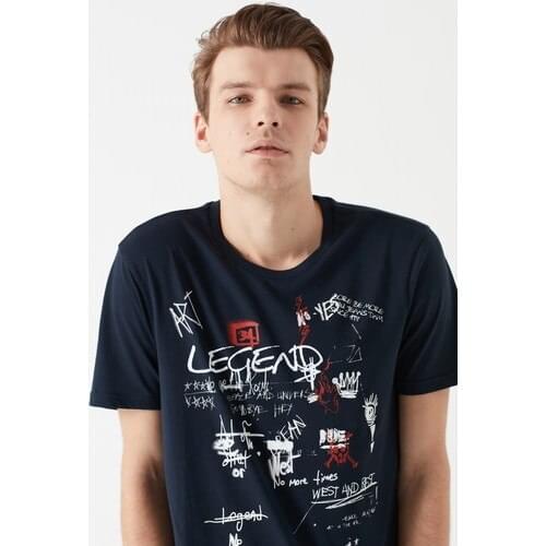Blue Male Legend Printed Navy Blue T-Shirt 065979-30651. Men 'S casual clothing. Male summer clothes
