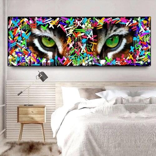 Modern Graffiti Art Animal Canvas Paintings Tigers Eye Posters and Prints Wall Art Pictures for Living Room Home Decoration