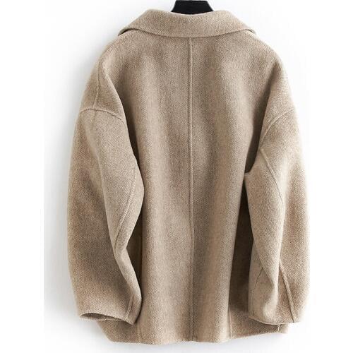 Women Plus Size Wool Jacket Korean Oversized Alpaca Coat Herringbone Ladies Coats Abrigo Mujer 2020 B10Y06646-Z