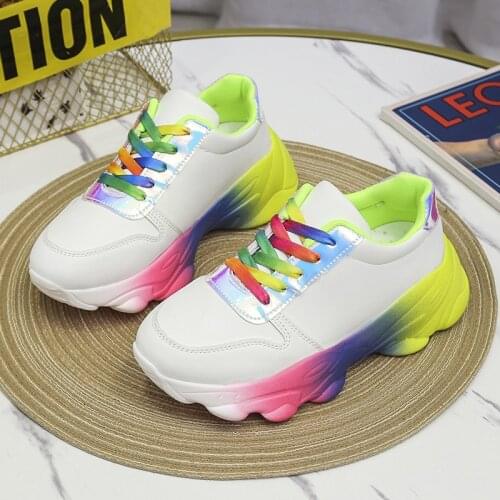 Plus Size 41 42 43 Colorful Sneakers Women 2021 Autumn Womens Thick Sole Platform Shoes Breathable Ladies Sport Shoes Female