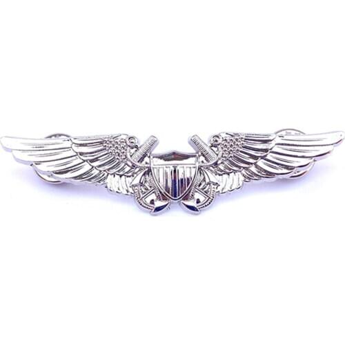 US AIR FORCE AVIATION OFFICER PILOT WINGS BADGE INSIGNIA PIN SILVER
