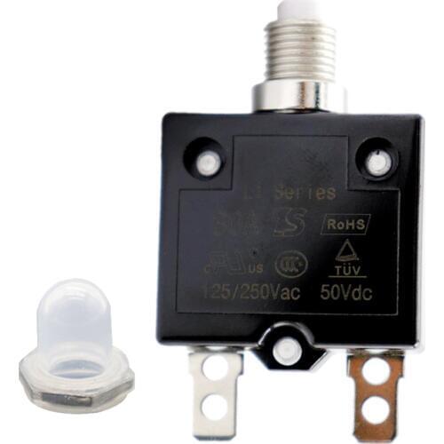 1 Set 30A Circuit Breaker Overload Protector & Waterproof Cap Switch Fuse Resettable AC 125/250V Manual Reset Button