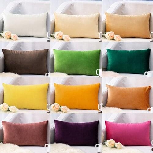 1pc 30x50cm Velvet Pillow Case Sofa Cushion Covers Zipper Pillow Protector Solid Color Pillowcase Home Decor