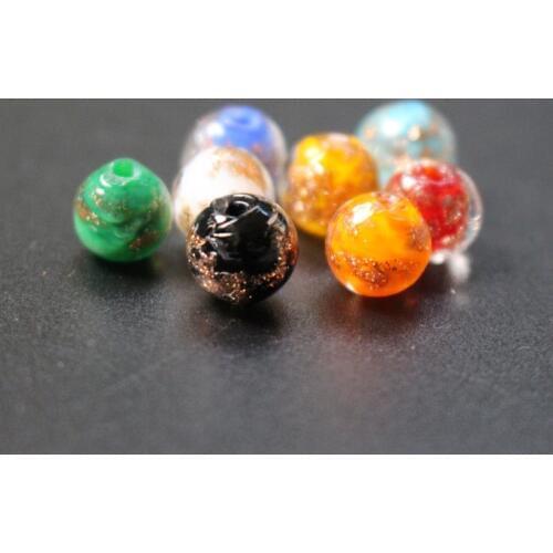20pcs/lot 8mm Lampwork Glass Beads Multi-Color Round With Shinning Sand for earring necklace making