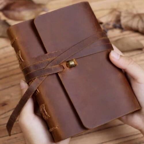 240 Sheets 11x16cm Genuine Leather Journal 100g Kraft Paper Inserts Doodle Sketching Book Handwriting Book Gift