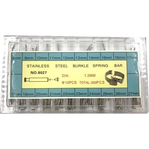 300pcs 8mm-27mm Stainless Steel Watch Band Friction Pins for Clasps Burkle Spring Bar Assort Set with 1.2mm