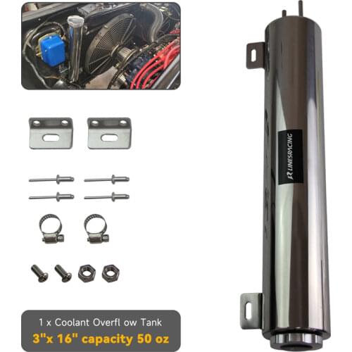 3" x 16" 3 x 16 Stainless Steel Radiator Overflow Expansion Catch Can Tank