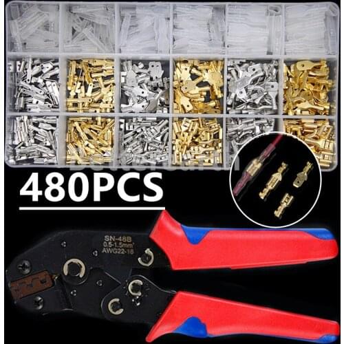 480PCS Female Male Electrical Spade Wire Butt Connectors Lugs Battery Starter Cable Splice Crimp Terminals Kit Assortment SN48
