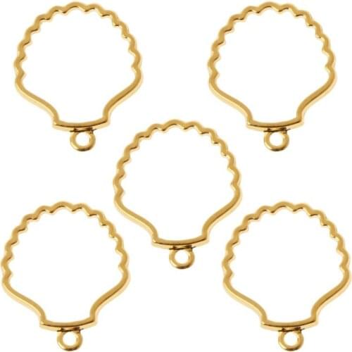 5Pcs Shell Metal Frame Pendant Open Bezel Blank Setting UV Resin Jewelry DIY