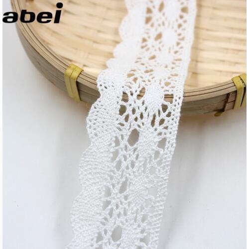 5yards/lot 3.5cm Knitted Lace Trims White Cotton Lace Ribbon Sewing Material Hometexile Curtain Embellishment