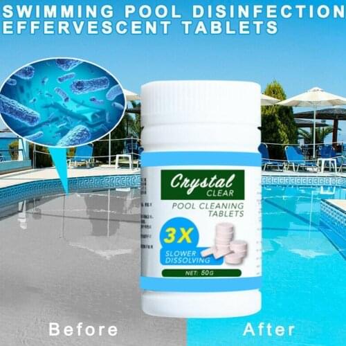 50 Pieces Of Swimming Pool Cleaning Effervescent Tablets Pool Bacteria Disinfectant To Purify Water