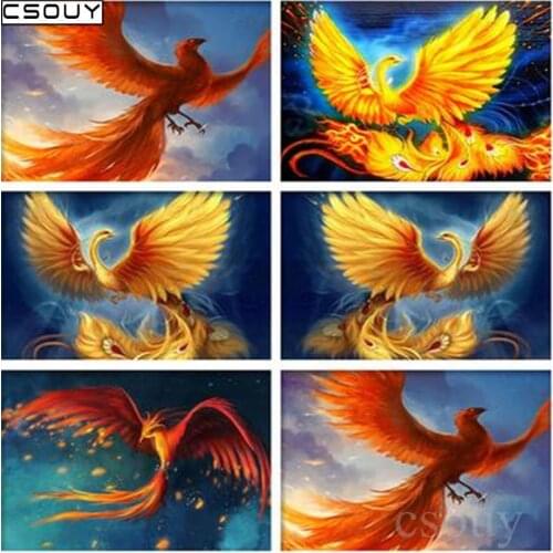 5D Diy Diamond Embroidery Flying Fire Phoenix 3D Diamond Painting Cross Stitch Full Square & Round Drill Mosaic Decoration Kits