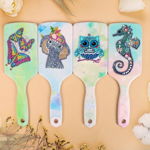 5D DIY Diamond Painting Cartoon Animal Air Cushion Comb Rhinestone Comb Hair Brushes Special Shaped Diamond Craft Handmade Gift
