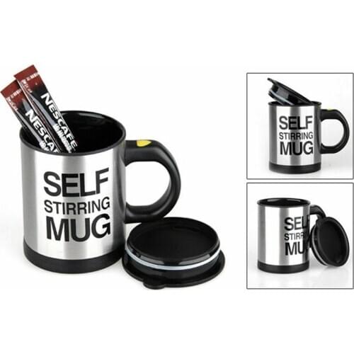Automatic Electric Lazy Self Stirring Mug Stainless Steel Coffee Milk Mixing Cup